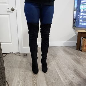 Black thigh high boots